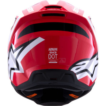 Alpinestars SM3 helmet in heat gloss red, white, and black with small size, featuring a sleek motorcycle helmet design.