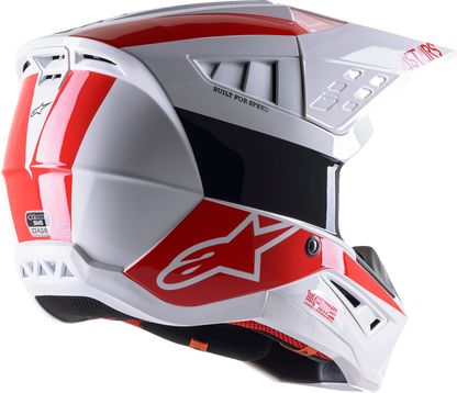Alpinestars SM5 Bond helmet in white and red, large size, helmet with sleek design and ventilation details.