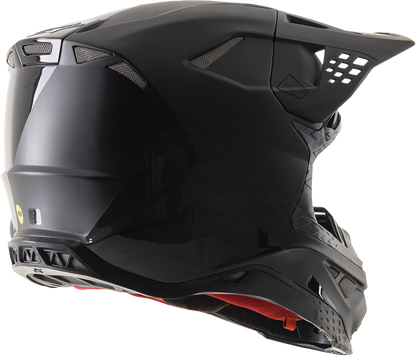 Alpinestars Supertech M8 Echo MIPS helmet in black and gray, small size, designed for motorcycle racing and protection.