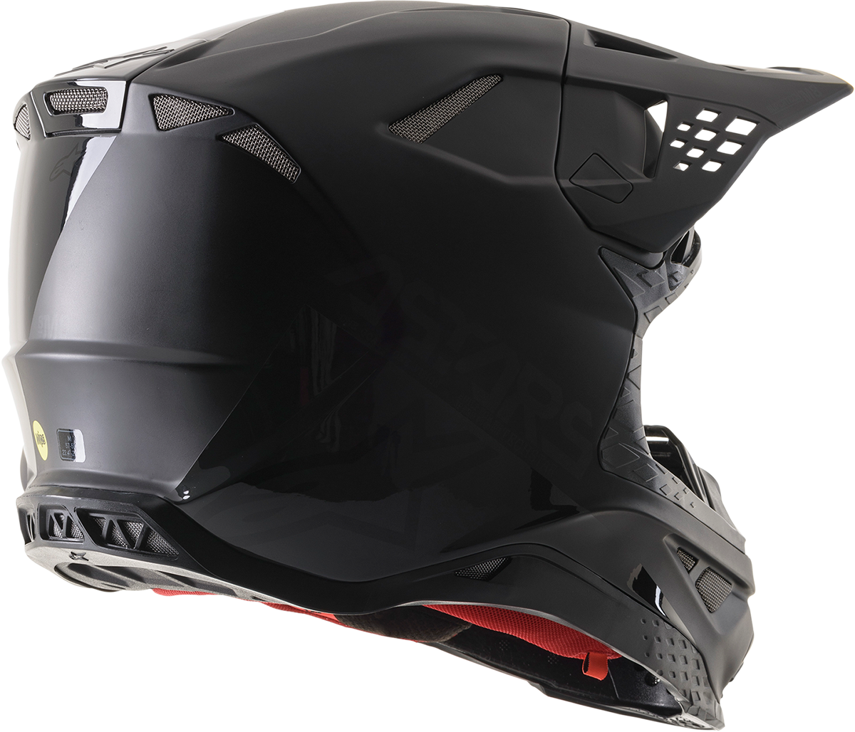 Alpinestars Supertech M8 Helmet Echo in black and gray with MIPS protection, shown in XS size, racing helmet design.