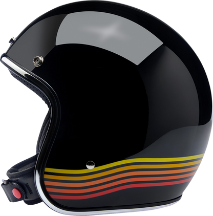 BILTWELL Bonanza helmet in gloss black Spectrum finish, XS size, featuring a sleek, vintage-inspired motorcycle helmet design.