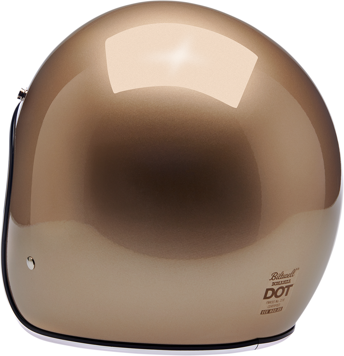 Biltwell Bonanza helmet in metallic champagne color, large size, with a sleek, shiny finish and classic helmet design.