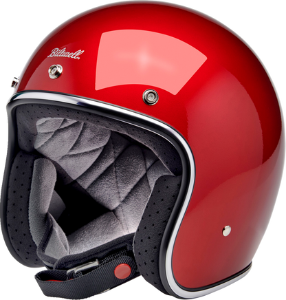 BILTWELL Bonanza helmet in metallic cherry red, medium size, with a sleek shiny finish and classic helmet design.