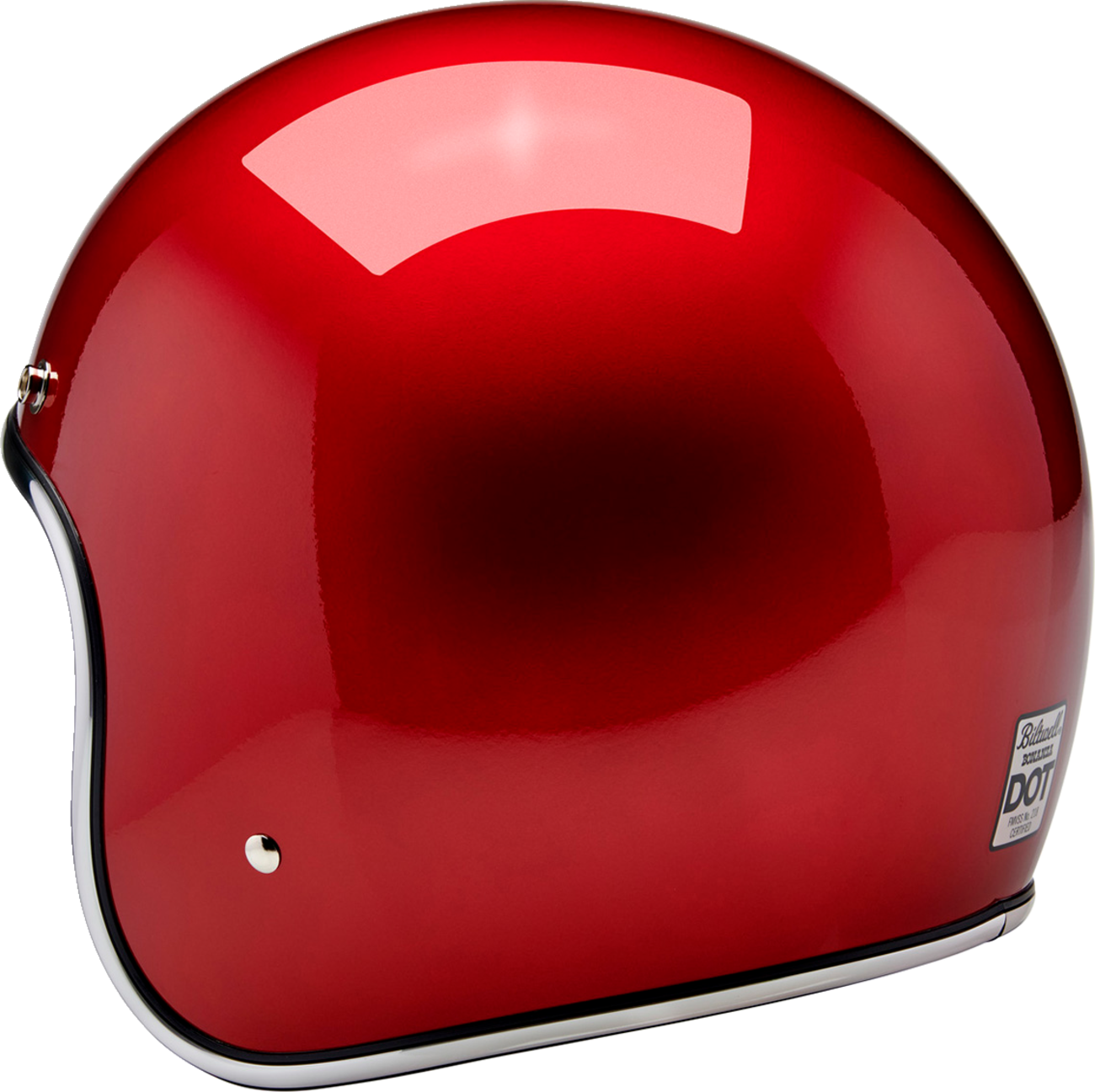 BILTWELL Bonanza helmet in metallic cherry red, medium size, featuring a sleek glossy finish and classic motorcycle helmet design.