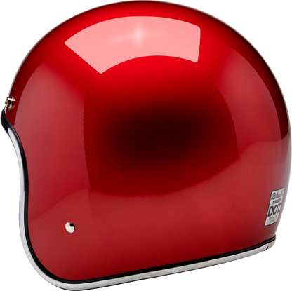 BILTWELL Bonanza helmet in metallic cherry red, medium size, featuring a sleek glossy finish and classic motorcycle helmet design.