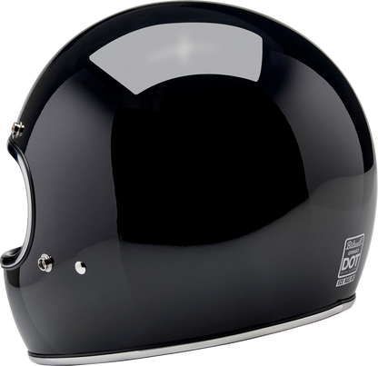 BILTWELL Gringo helmet in glossy black, 2XL size, featuring a sleek motorcycle helmet design with a secure strap and ventilation.