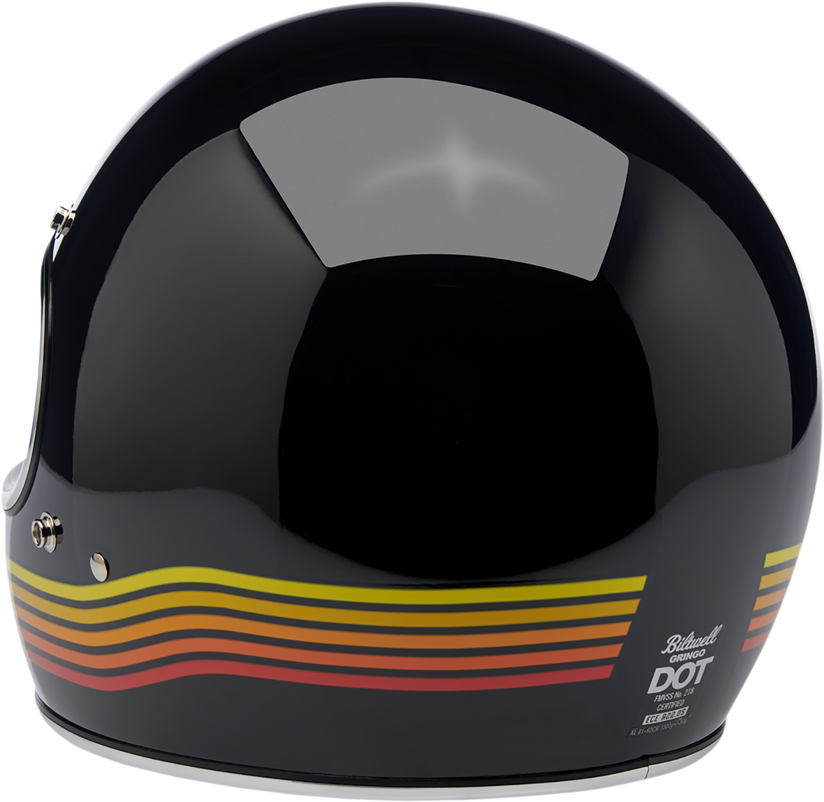 BILTWELL Gringo Helmet in glossy black Spectrum finish, XS size, featuring a classic open-face design and secure strap.