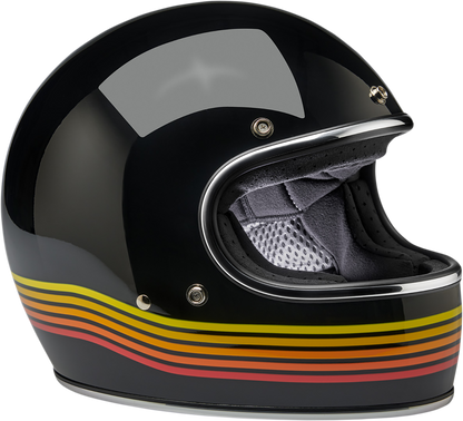 BILTWELL Gringo Helmet in gloss black spectrum, XS size, featuring a sleek, vintage-inspired motorcycle helmet design.
