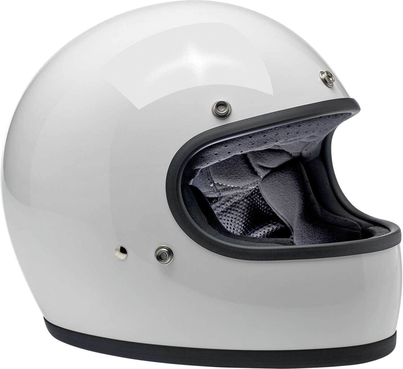 BILTWELL Gringo helmet in gloss white, small size, featuring a smooth shell and classic motorcycle helmet design.