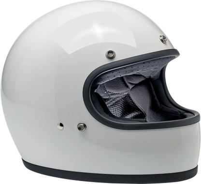 BILTWELL Gringo helmet in gloss white, small size, featuring a smooth shell and classic motorcycle helmet design.