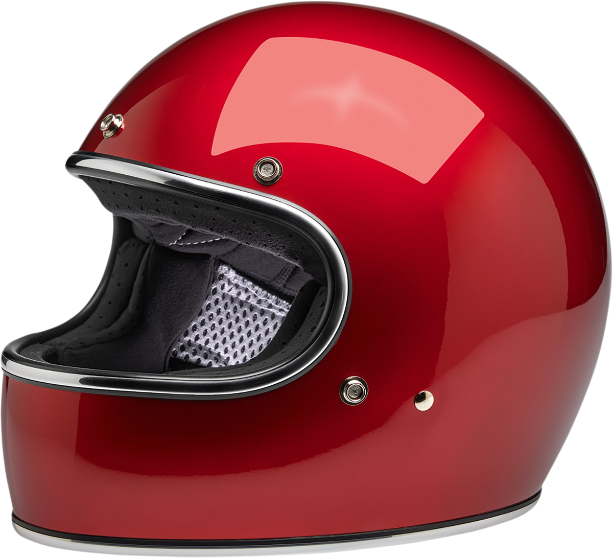 BILTWELL Gringo helmet in metallic cherry red, large size, featuring a sleek, shiny finish and classic motorcycle helmet design.