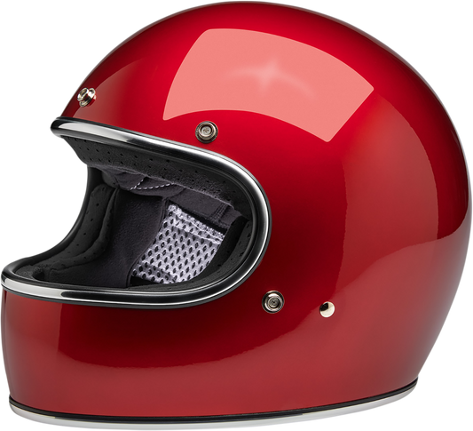 BILTWELL Gringo helmet in metallic cherry red, large size, featuring a sleek, shiny finish and classic motorcycle helmet design.