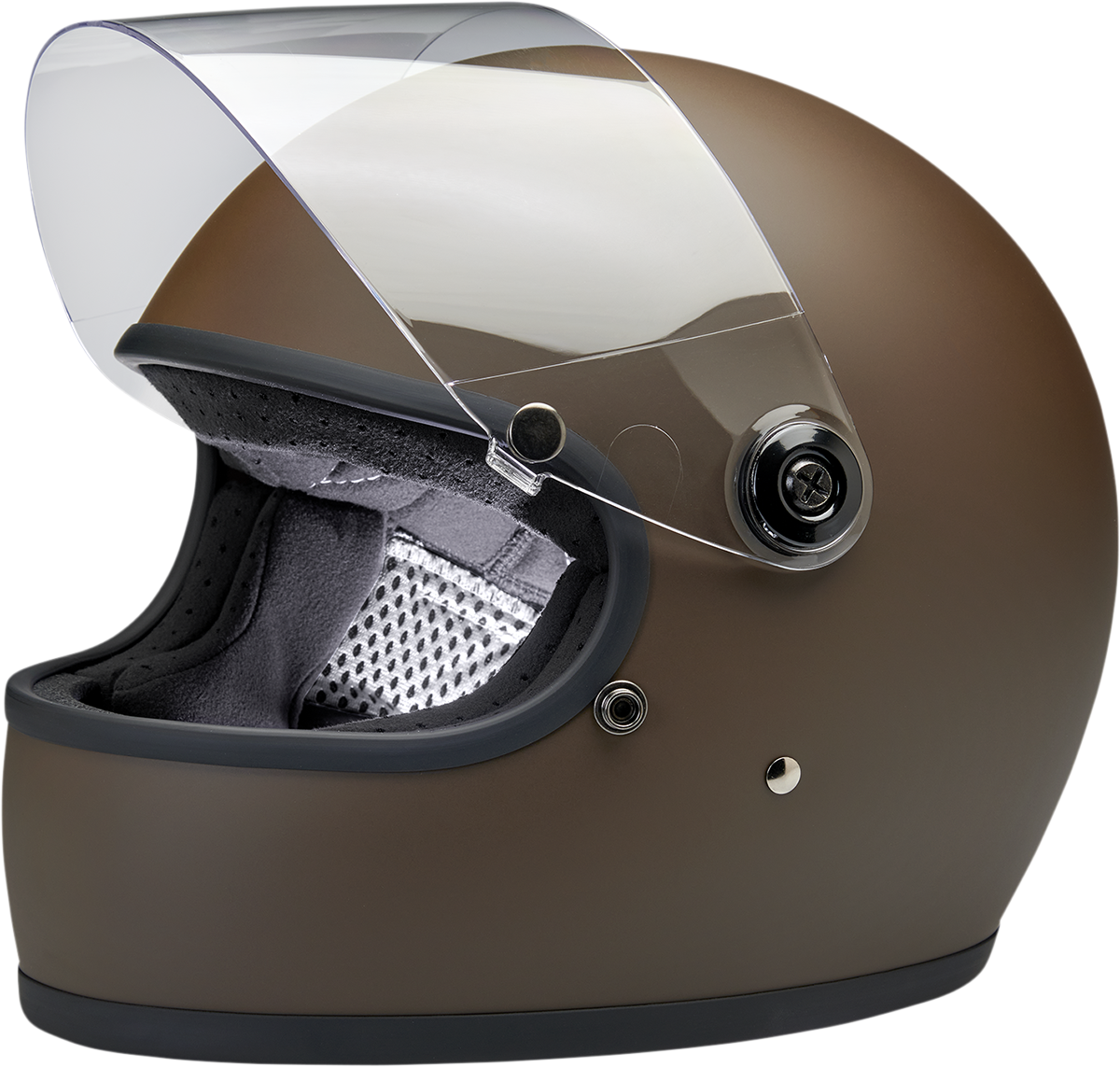 BILTWELL Gringo S Helmet in flat chocolate color, 2XL size, with a smooth matte finish and classic motorcycle helmet design.
