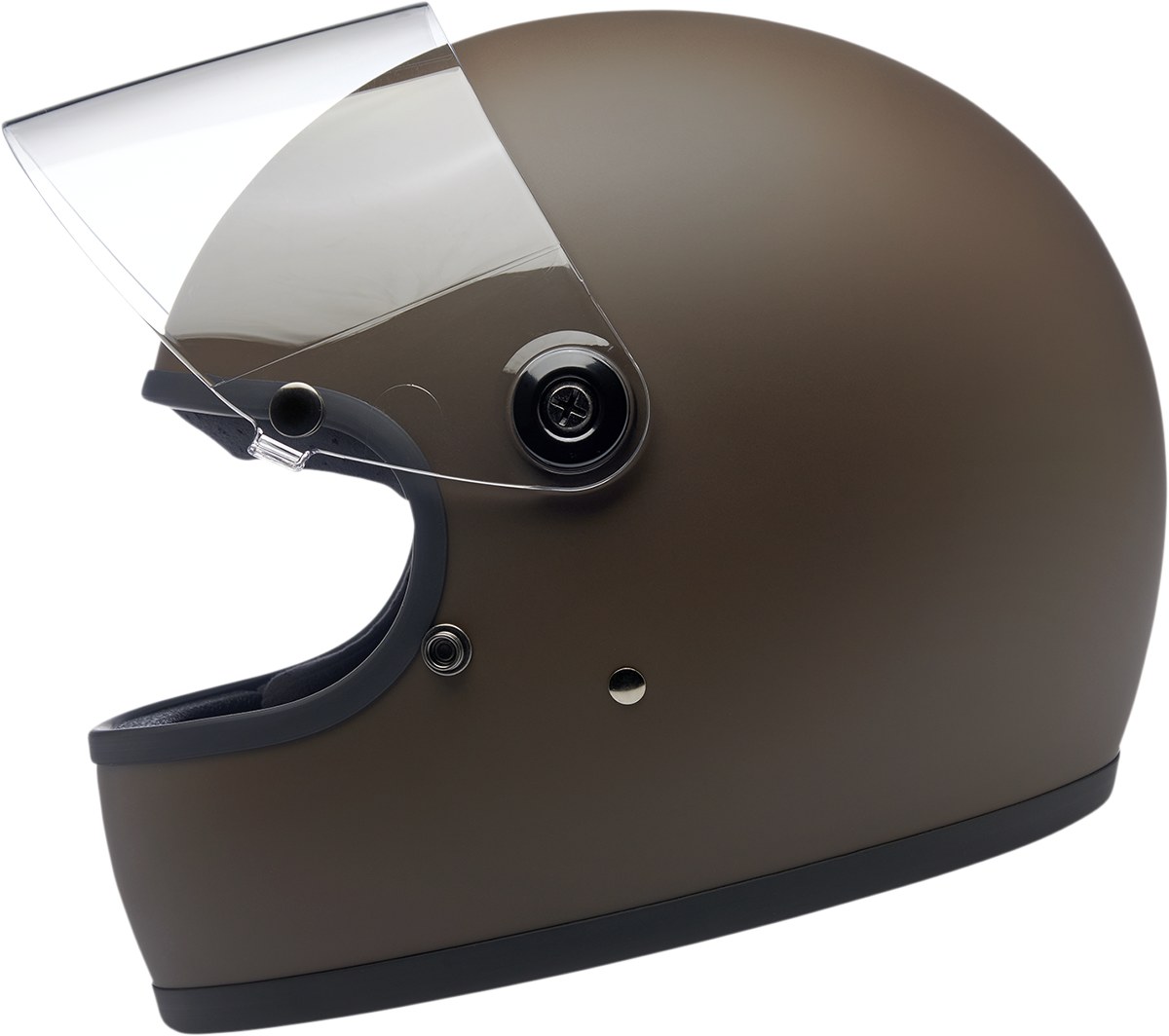 BILTWELL Gringo S helmet in flat chocolate color, 2XL size, featuring a sleek motorcycle helmet design by Bill's Exhausts.