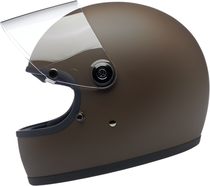 BILTWELL Gringo S helmet in flat chocolate color, 2XL size, featuring a sleek motorcycle helmet design by Bill's Exhausts.