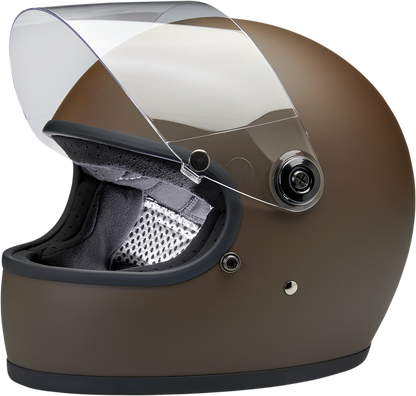 BILTWELL Gringo S helmet in flat chocolate color, XS size, with matte finish and classic open-face design.