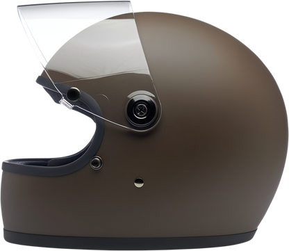 BILTWELL Gringo S helmet in flat chocolate color, XS size, featuring a sleek motorcycle helmet design with a matte finish.