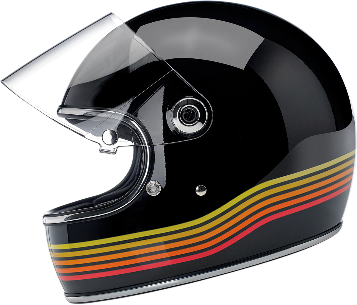 BILTWELL Gringo S helmet in gloss black Spectrum finish, medium size, with a sleek, aerodynamic design for motorcycle riding.