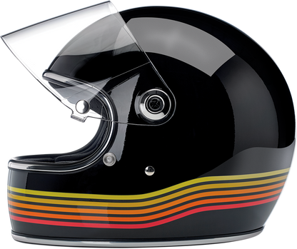 Gloss black BILTWELL Gringo S helmet in medium size, featuring a sleek design with Spectrum finish, designed for motorcycle riders.