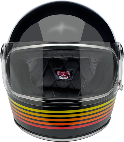 Gloss black BILTWELL Gringo S helmet in medium size, featuring a sleek design with Spectrum finish, designed for motorcycle riders.
