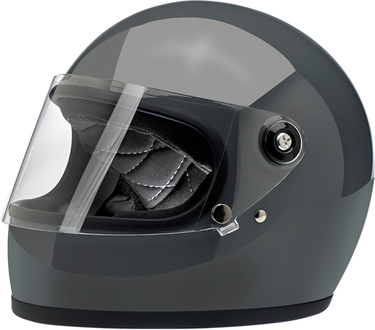 BILTWELL Gringo S helmet in gloss storm gray, XS size, featuring a sleek motorcycle helmet design and matte finish.