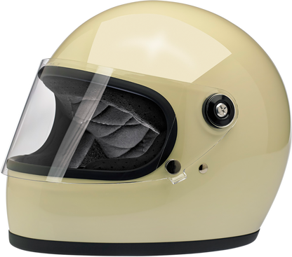 BILTWELL Gringo S helmet in gloss vintage white, XS size, featuring a classic motorcycle helmet design with a smooth finish.