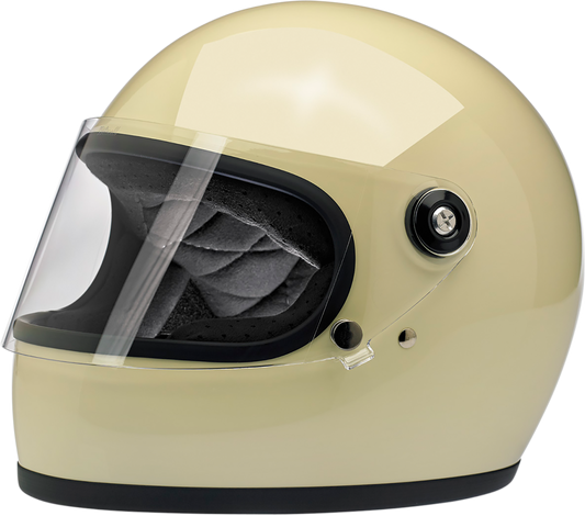 BILTWELL Gringo S helmet in gloss vintage white, XS size, featuring a classic motorcycle helmet design with a smooth finish.