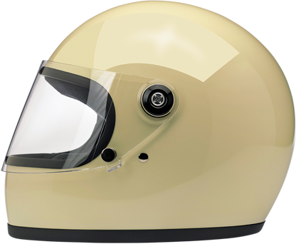 BILTWELL Gringo S helmet in gloss vintage white, XS size, featuring a sleek motorcycle helmet design and vintage style.