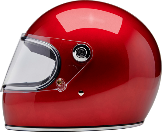 BILTWELL Gringo S helmet in metallic cherry red, XL size, with a sleek design and matte finish, displayed from a side angle.