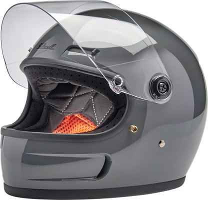 BILTWELL Gringo SV helmet in gloss storm gray, XS size, featuring a sleek design and sturdy construction for motorcycle safety.