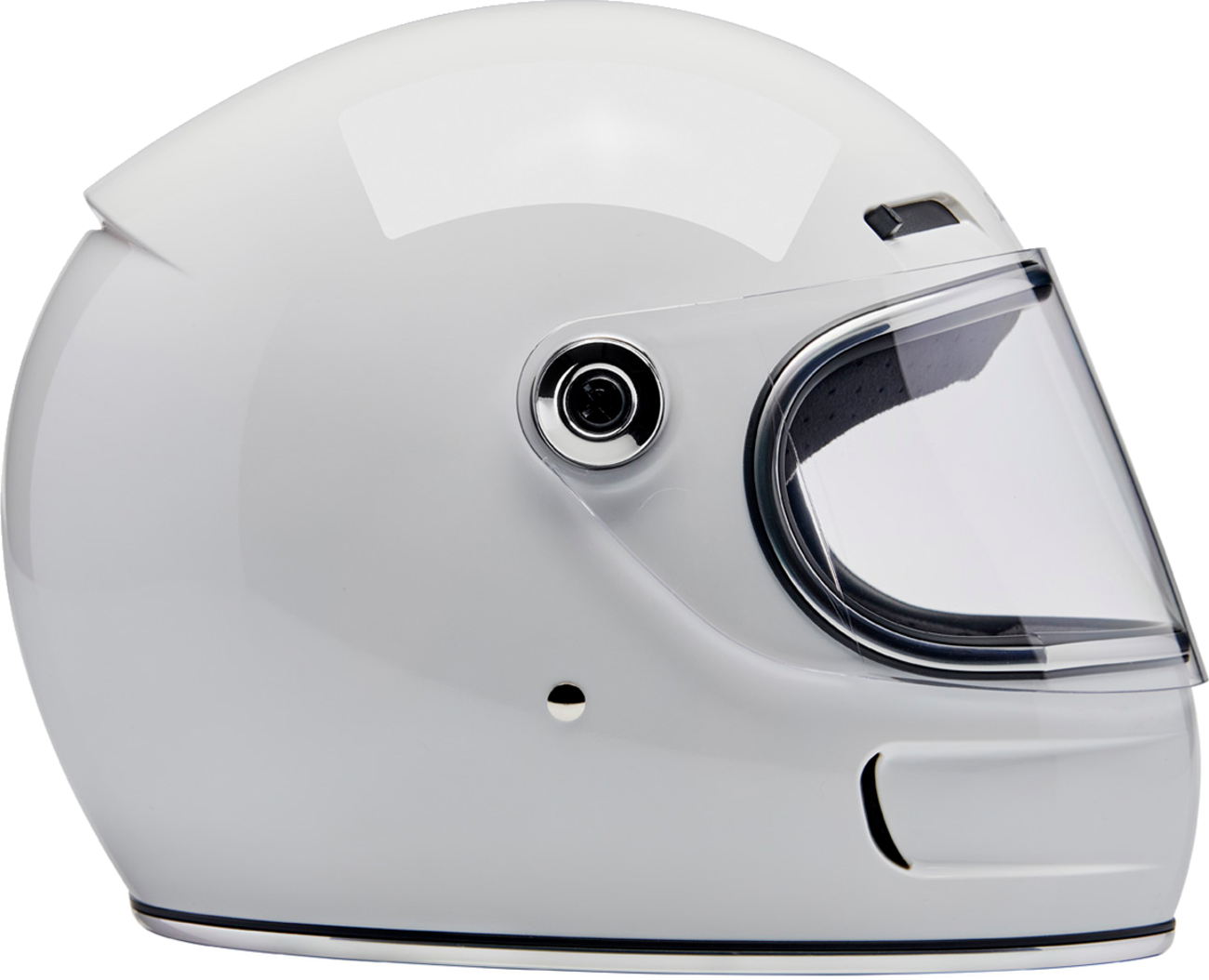 BILTWELL Gringo SV Helmet in gloss white, small size, featuring a sleek design and secure strap, designed for motorcycle riding.
