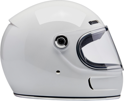 BILTWELL Gringo SV Helmet in gloss white, small size, featuring a sleek design and secure strap, designed for motorcycle riding.