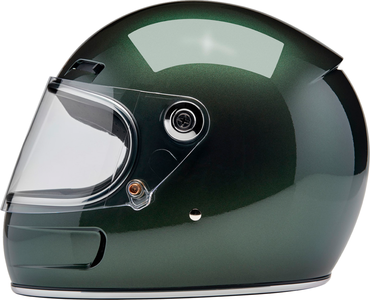 BILTWELL Gringo SV helmet in metallic Sierra green, size medium, with a sleek design and sturdy construction.