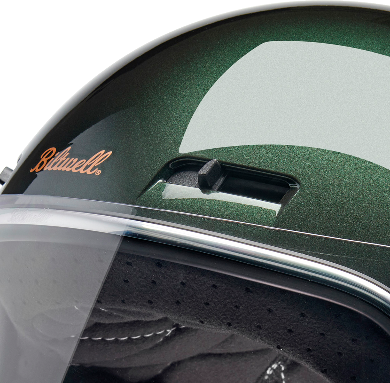 BILTWELL Gringo SV Helmet in Metallic Sierra Green, medium size, featuring sleek design and durable construction for motorcycle riding.