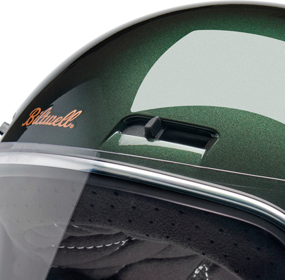 BILTWELL Gringo SV Helmet in Metallic Sierra Green, medium size, featuring sleek design and durable construction for motorcycle riding.
