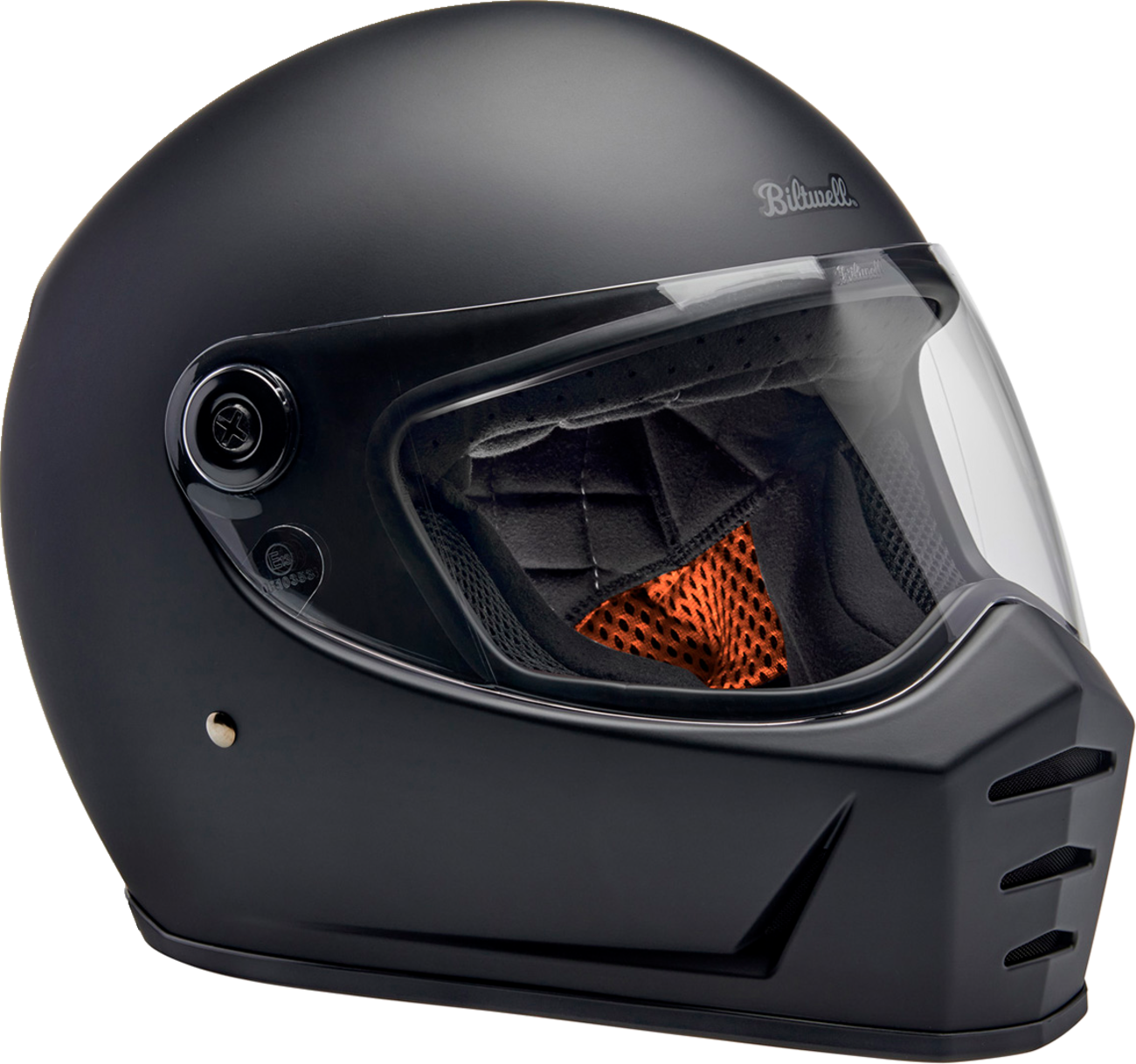 BILTWELL Lane Splitter Helmet in flat black, large size, with sleek design and secure strap, designed for motorcycle riders.