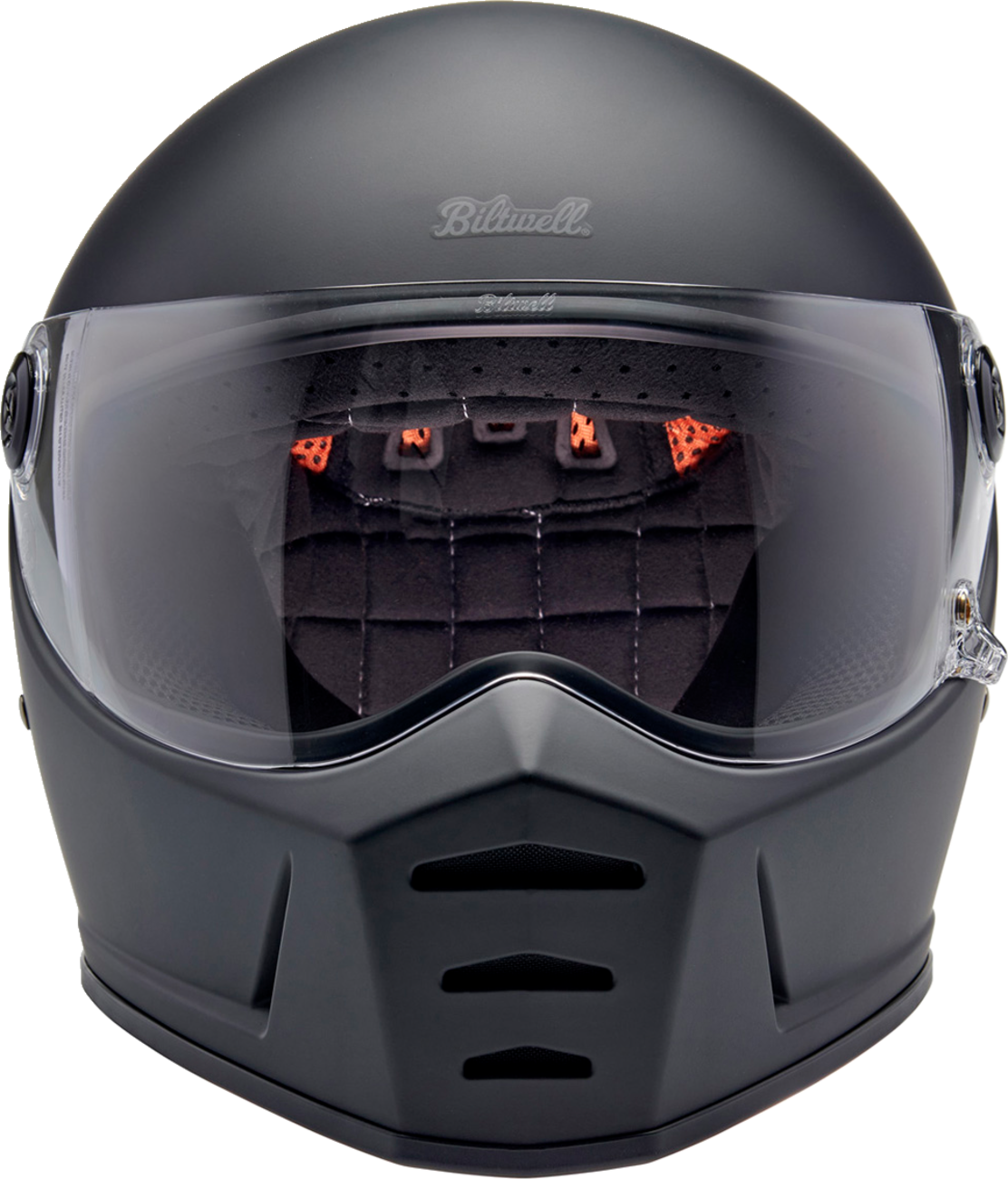 BILTWELL Lane Splitter helmet in flat black, large size, featuring a smooth aerodynamic design and matte finish.