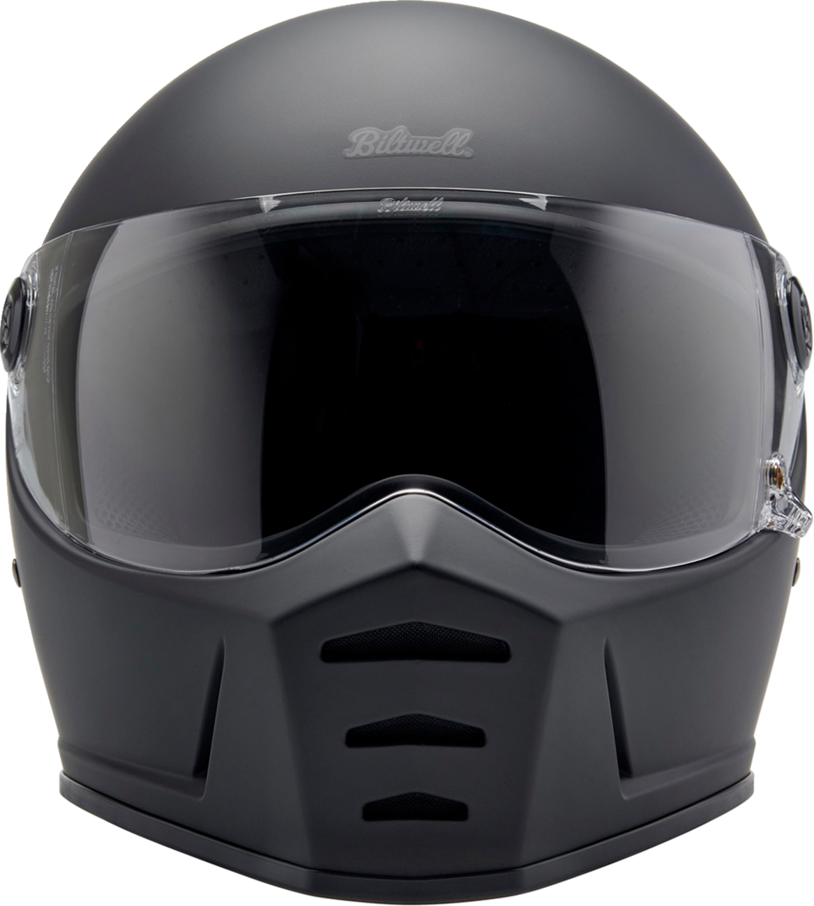 Biltwell Lane Splitter helmet in flat black, large size, featuring a sleek motorcycle helmet design for rider safety and style