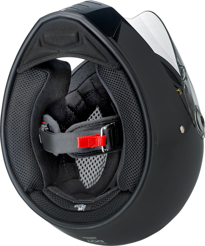 Biltwell Lane Splitter helmet in gloss black, small size, with a smooth, shiny finish and classic open-face design.