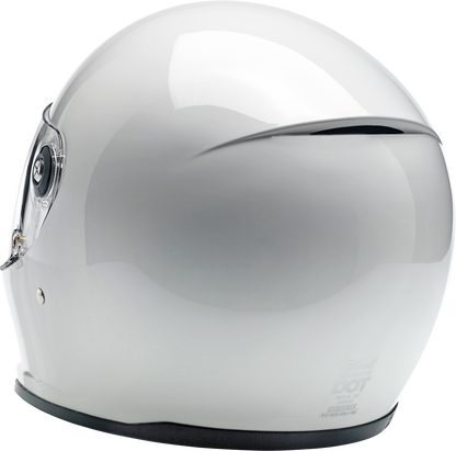 BILTWELL Lane Splitter helmet in gloss white, medium size, with a smooth helmet shell and ventilation vents, designed for motorcycle riders.