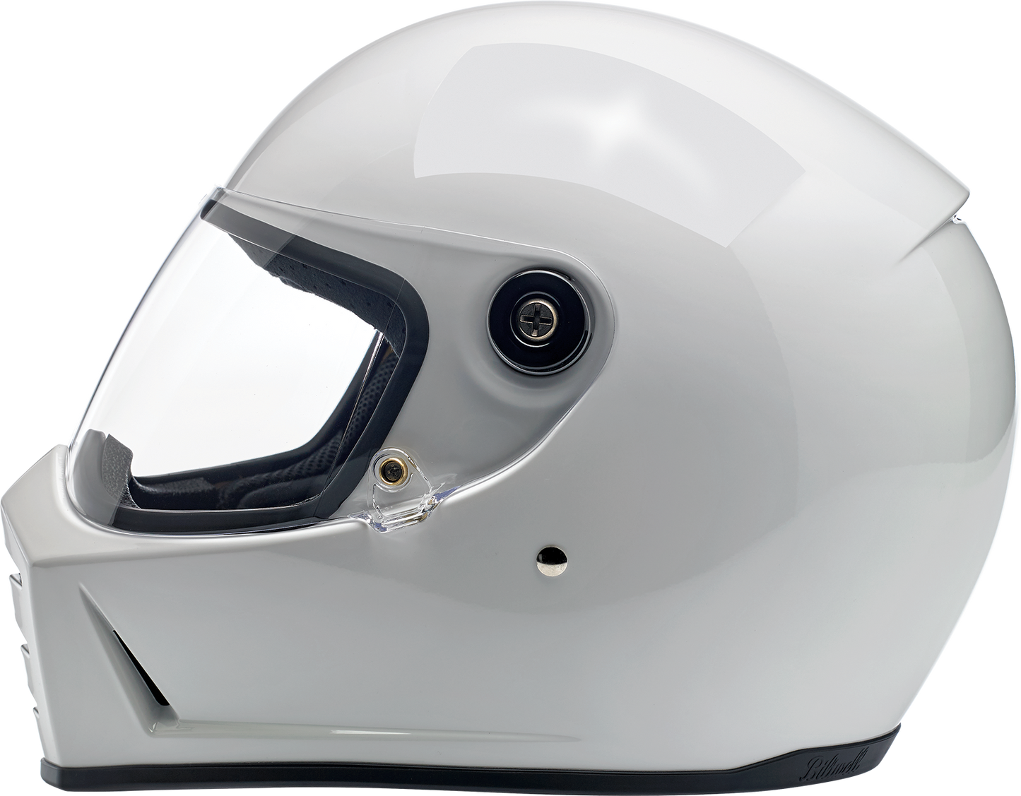 BILTWELL Lane Splitter helmet in gloss white, medium size, featuring a sleek motorcycle helmet design with a smooth finish.