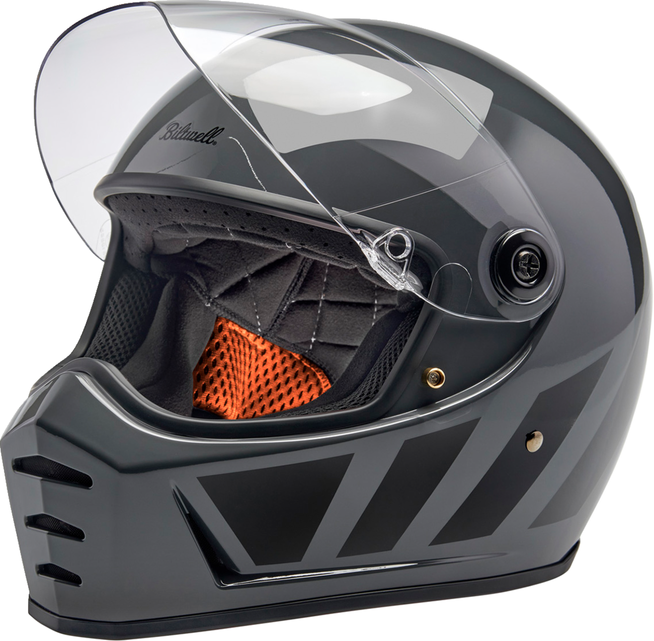 BILTWELL Lane Splitter Helmet in Storm Gray Inertia, large size, showcasing its aerodynamic design and matte finish.
