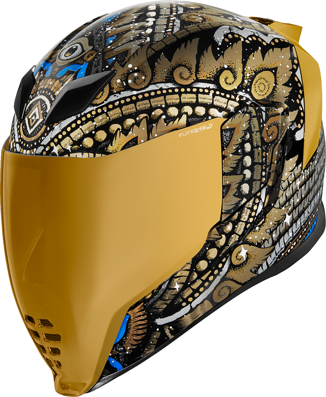 Gold ICON Airflite™ DayTripper helmet in large size, featuring sleek design and ventilation for motorcycle riding safety.