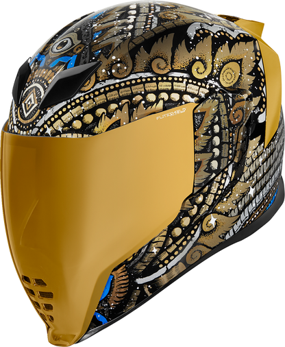 Gold ICON Airflite™ DayTripper helmet in large size, featuring sleek design and ventilation for motorcycle riding safety.