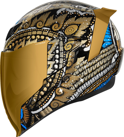Bill's Exhausts ICON Airflite™ Helmet DayTripper Gold large size, motorcycle helmet with sleek design and face shield.