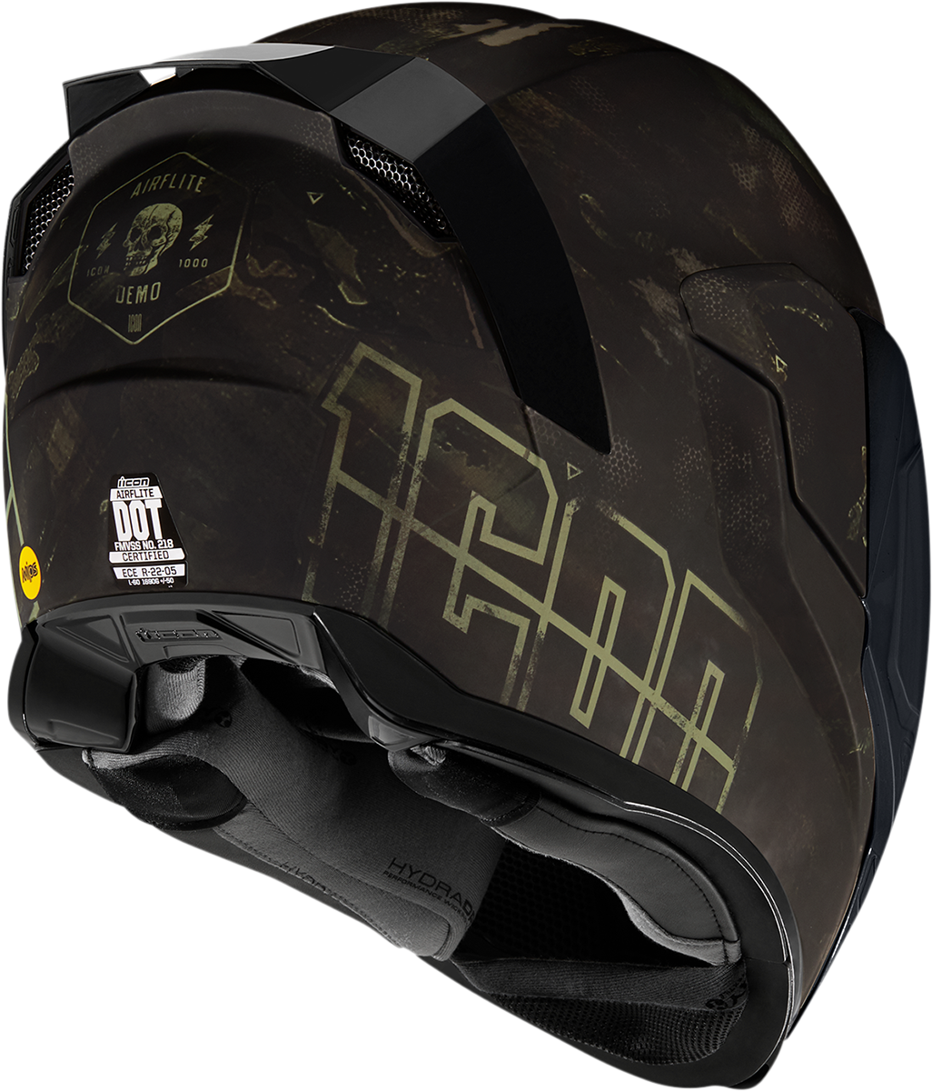 Bill's Exhausts ICON Airflite™ helmet in black, small size, featuring MIPS® safety technology and aerodynamic design.