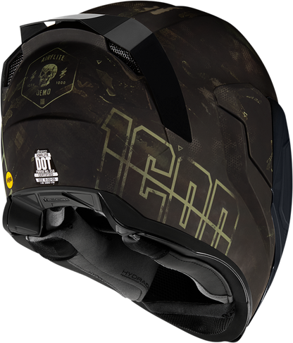 Bill's Exhausts ICON Airflite™ helmet in black, small size, featuring MIPS® safety technology and aerodynamic design.