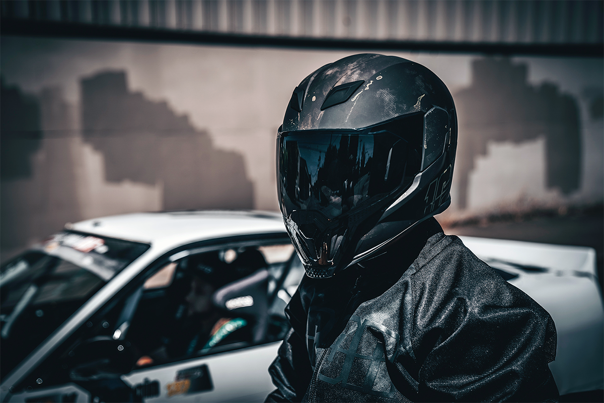 Black ICON Airflite™ helmet with MIPS® technology, small size, shown from the front, designed for safety and style.