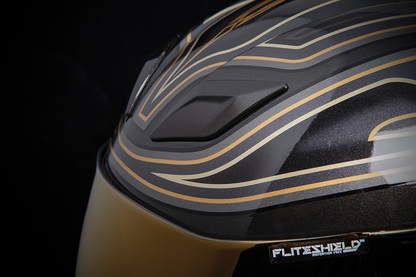 Black ICON Airflite™ helmet in medium size with El Centro design, featuring a sleek helmet shape and detailed graphics.