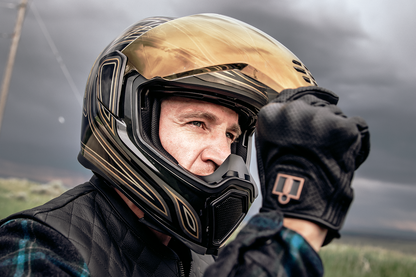 Black ICON Airflite™ Helmet in Medium size with El Centro design, featuring a sleek aerodynamic shape and clear visor.